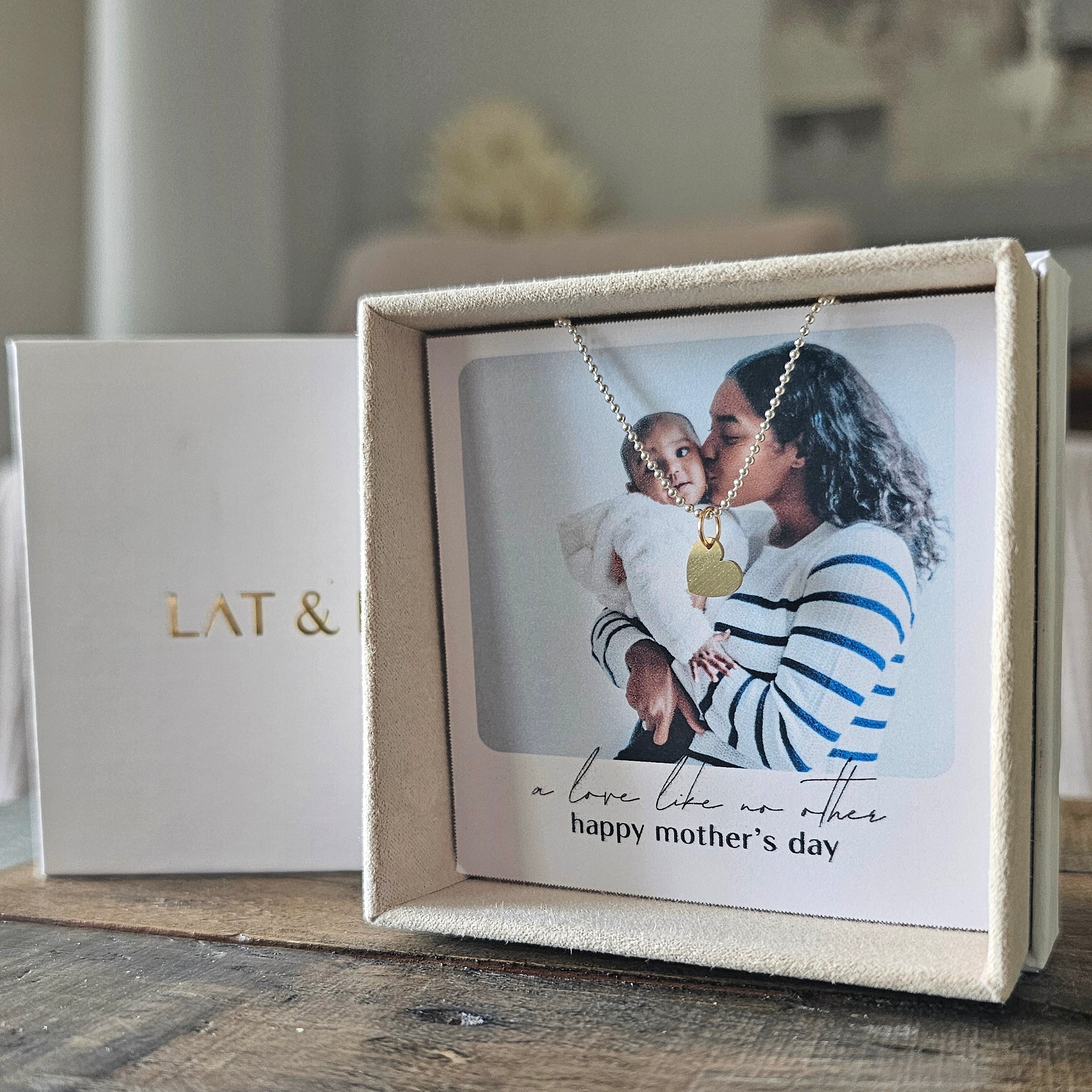 mothers day card necklace gift set by lat & lo-side view