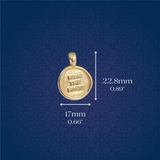 Size Details of the Burn the Boats Motivational Charm Pendant Jewelry in Gold by Lat & Lo- Wax seal-Coin shaped jewelry-gift jewelry-inspiring necklace charm