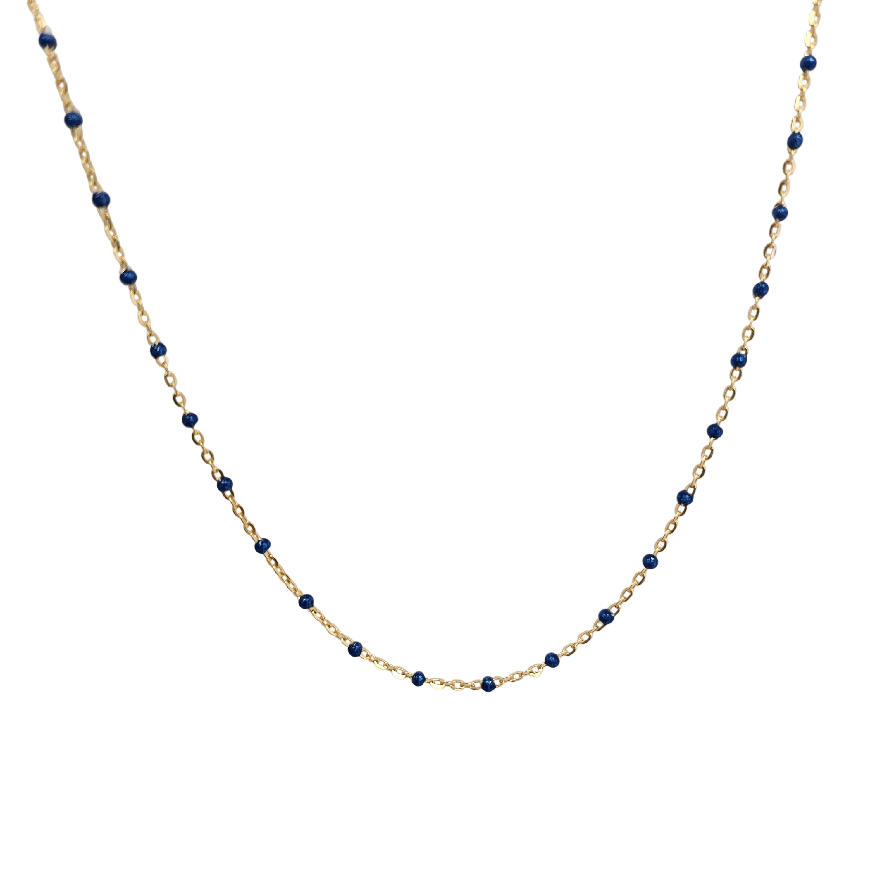 14K Color Bead Necklace -Side Cross