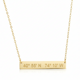 Coordinates Bar Necklace | 14K Gold