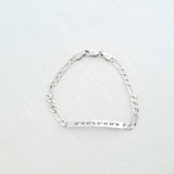 Lat & Lo Co-Captains bracelet, women's style, figaro chain, engraved with coordinates, sterling silver