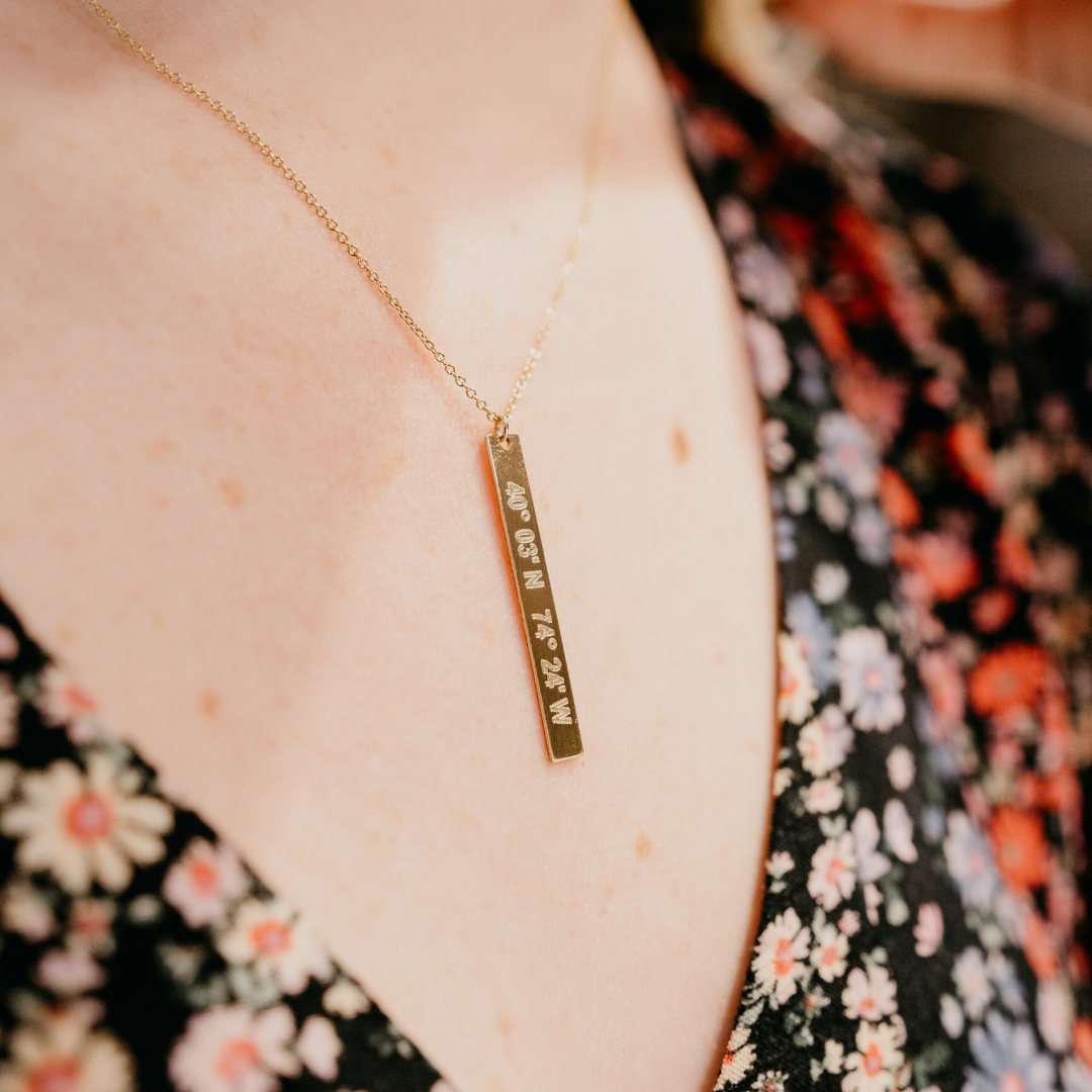 Lat Lo Vertical Coordinates Necklace