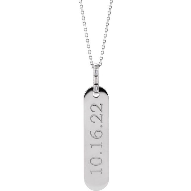 personalizable necklace with diamonds in white gold