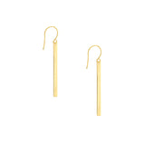 Gold bar earrings on a white background