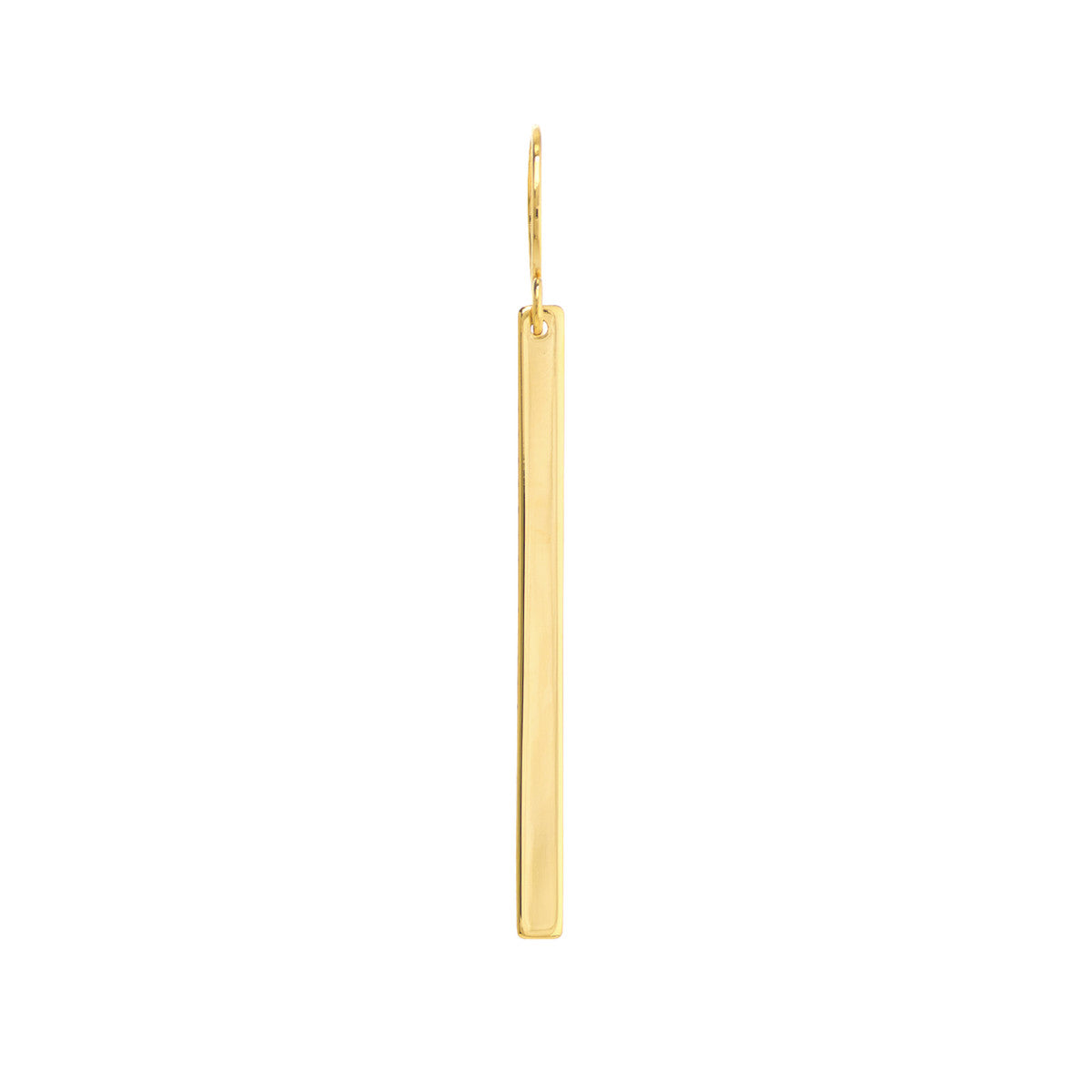 Gold bar earring on a white background
