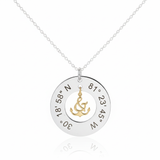 Sterling Silver coordinates necklace with anchor center pendant charm in gold by Lat & Lo