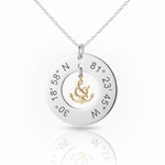 Sterling Silver coordinates necklace with anchor center pendant charm in gold by Lat & Lo