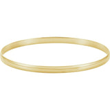 A thin, polished yellow gold bangle bracelet shown against a plain white background.
