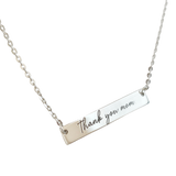Thank you mom sterling silver bar necklace gift for moms, mothers day-lat & lo