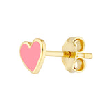 Trina Mini Heart Studs – Pink Enamel in 14K Gold