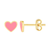 Trina Mini Heart Studs – Pink Enamel in 14K Gold