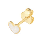 Trina Mini Heart Studs – White Enamel in 14K Gold