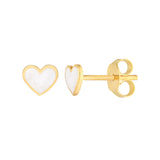 Trina Mini Heart Studs – White Enamel in 14K Gold