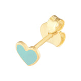Trina Mini Heart Studs – Turquoise Enamel in 14K Gold