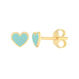 Trina Mini Heart Studs – Turquoise Enamel in 14K Gold