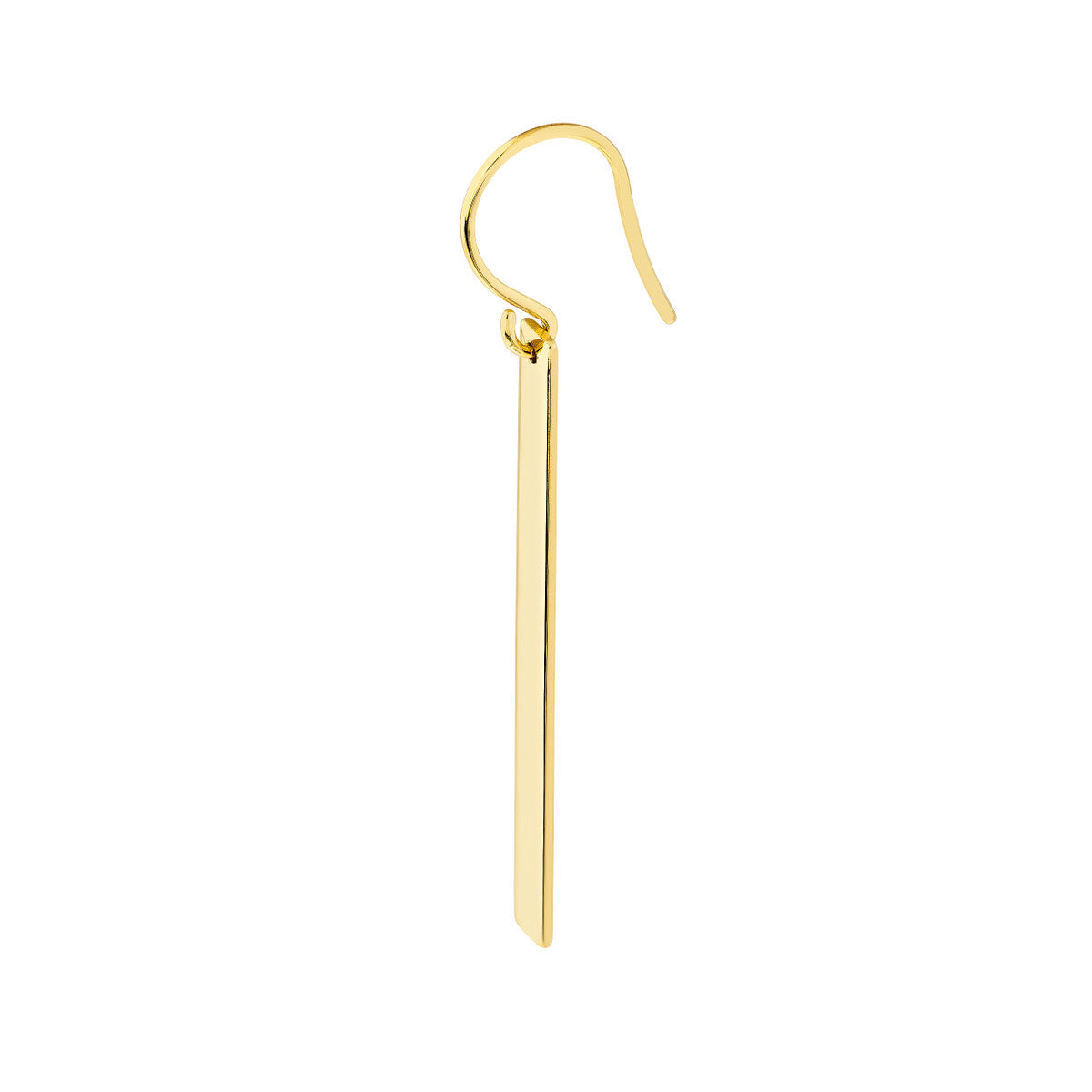 Gold bar earring on a white background
