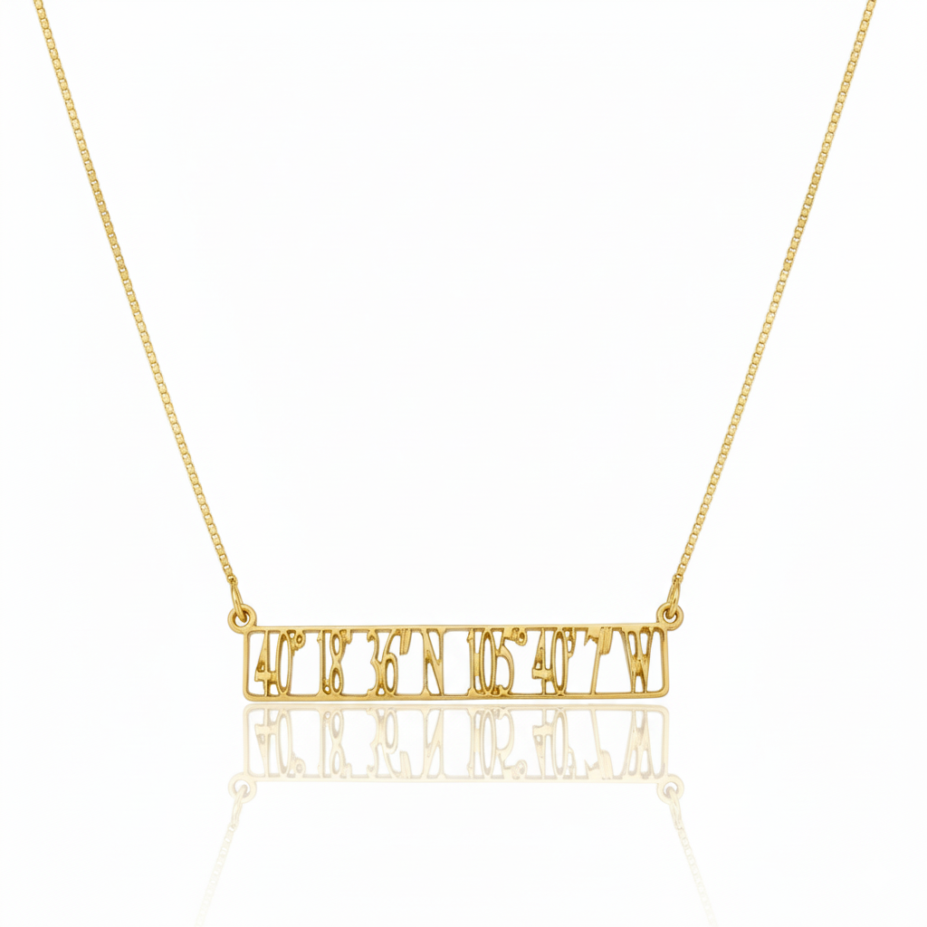 gold cut out style bar necklace 