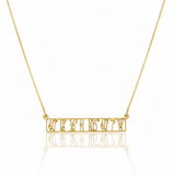 gold cut out style bar necklace 