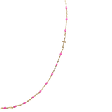 14K Color Bead Necklace -Side Cross
