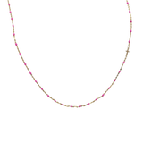 14K Color Bead Necklace -Side Cross
