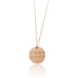 Lat & Lo disc necklace, 14k gold filled, inscribed with coordinates to Bethlehem