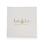 Lat & Lo packaging, white box with gold logo seal