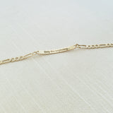 Lat & Lo Co-Captains bracelet, women's style, figaro chain, engraved with custom back inscription, gold vermeil