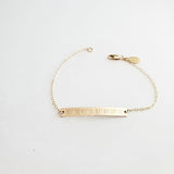 Coordinates skinny bar bracelet in gold color. 14K Gold-Filled. Latitude longitude bracelet by lat & lo.