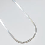 sterling silver herringbone necklace with coordinates by Lat & Lo