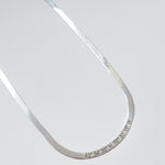 sterling silver herringbone necklace with coordinates by Lat & Lo