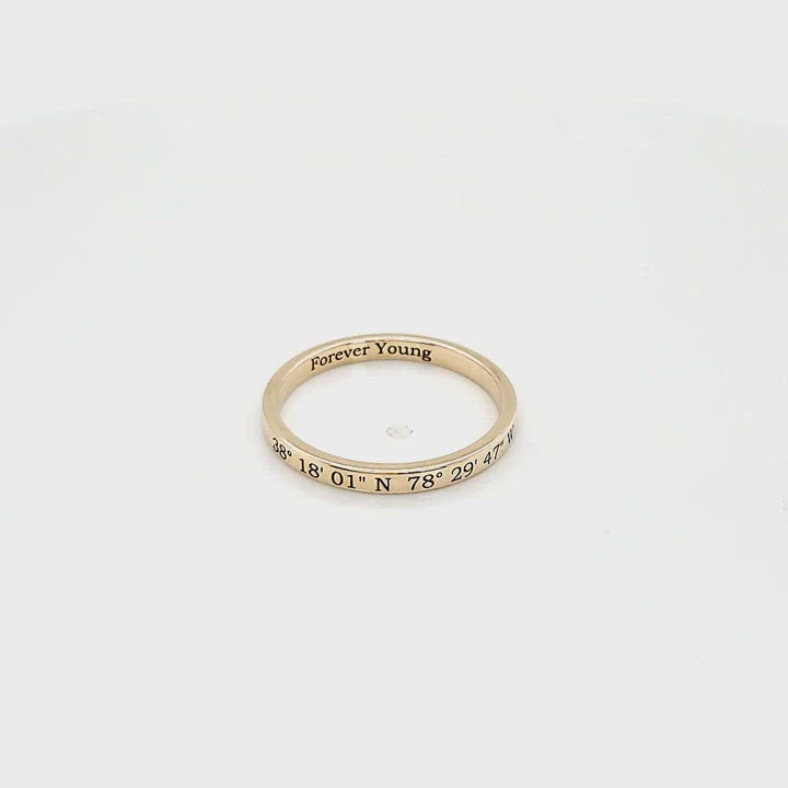 Video of solid gold latitude-longitude coordinates ring on turn table. Lat & Lo. www.latandlo.com