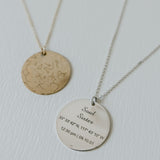 star map coordinates necklace by Lat & Lo shown in sterling silver and 14k gold-filled