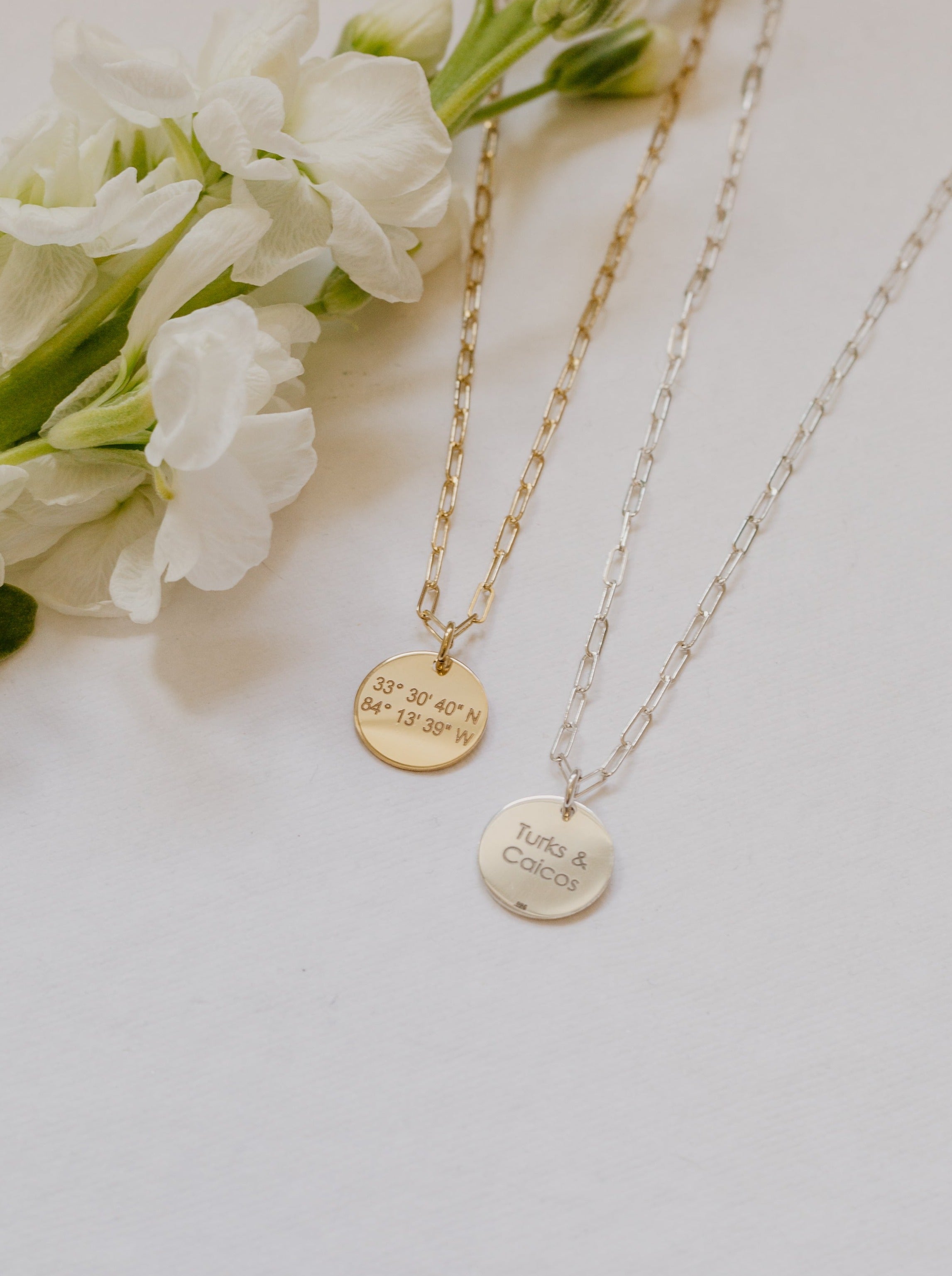 personalized jewelry with coordinates and names