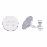Lat & Lo cuff links, solid sterling silver engrave with custom coordinates